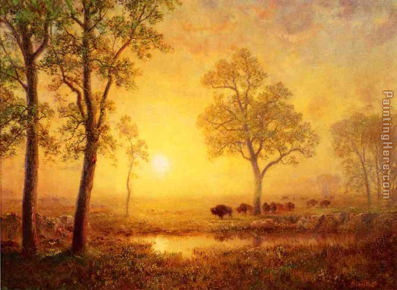 Sunset on the Mountain painting - Albert Bierstadt Sunset on the Mountain art painting